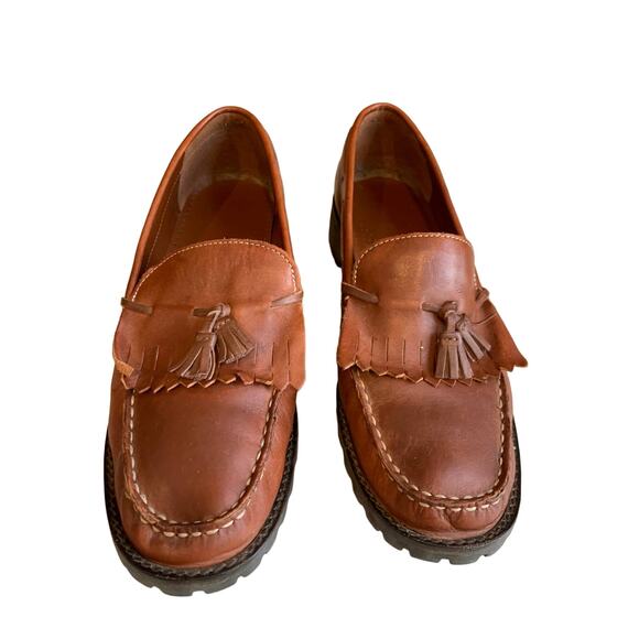 Vintage 90s Connie Lug Sole Leather Kiltie Loafers Brown 7.5 - Picture 4 of 8